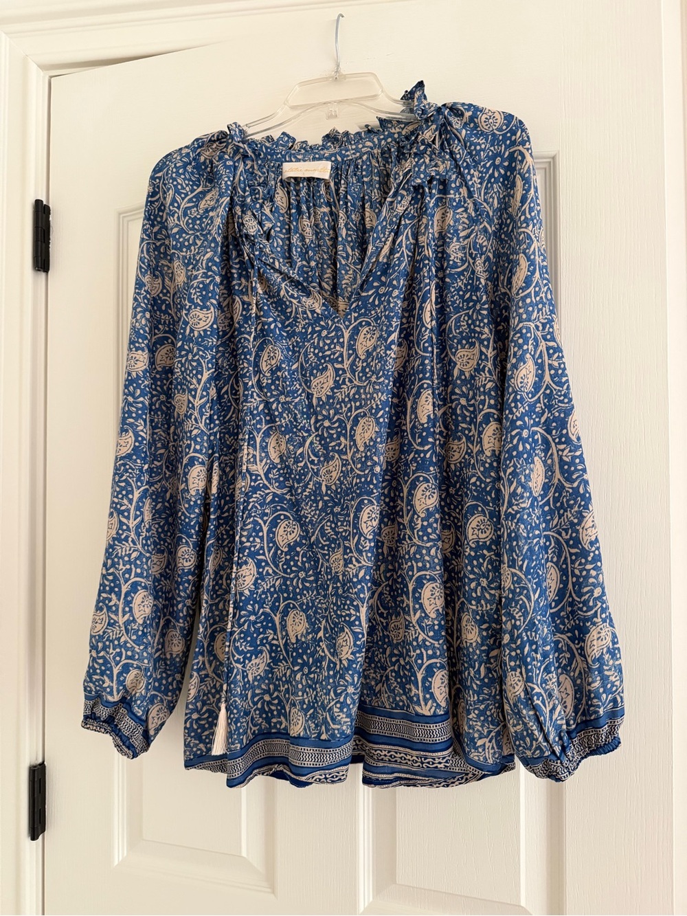 Natalie Martin Blue Paisley Peasant Blouse